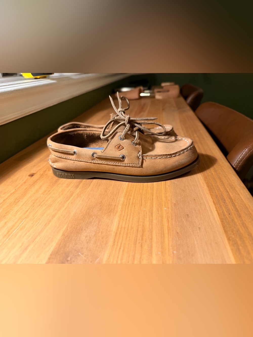 Sperry Brown Leather Boat Shoes with Rawhide Laces - Picture 1 of 5